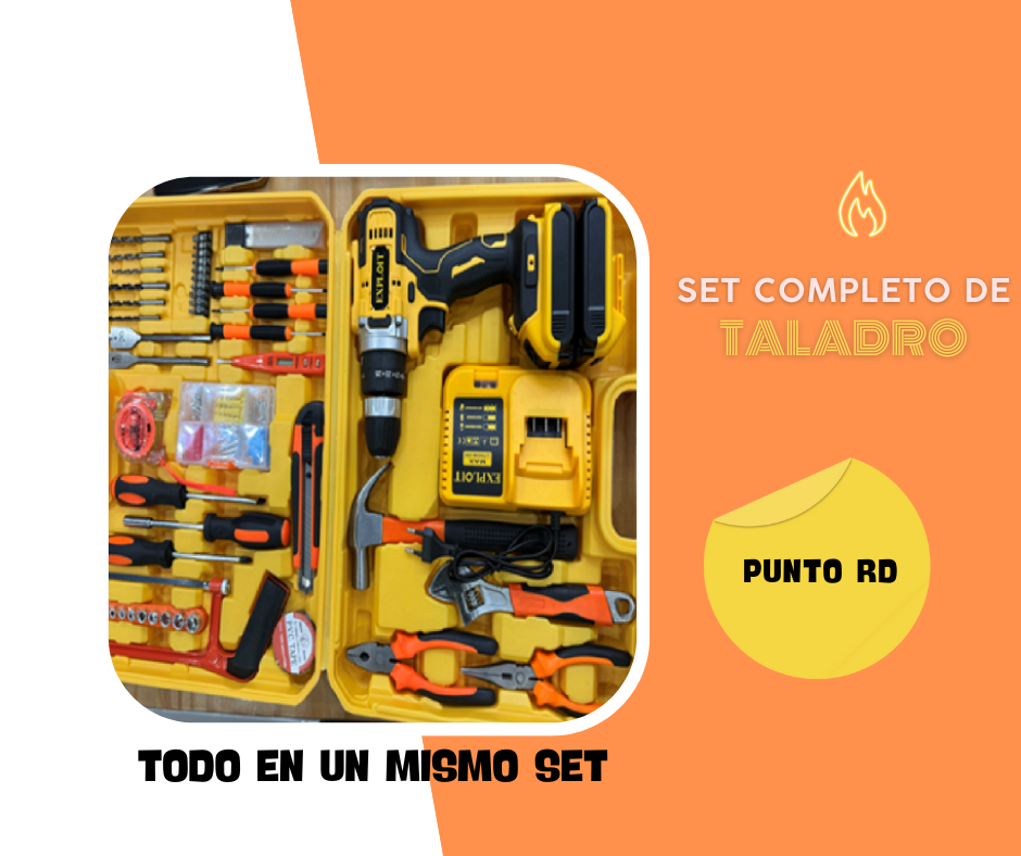 SET DE TALADRO/ 2 BATERIAS 24 PZ/ AMARILLO