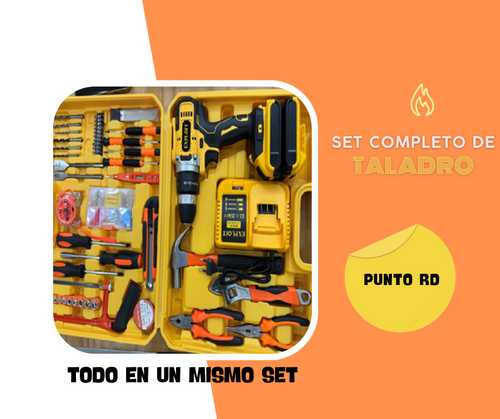 SET DE TALADRO/ 2 BATERIAS 24 PZ/ AMARILLO
